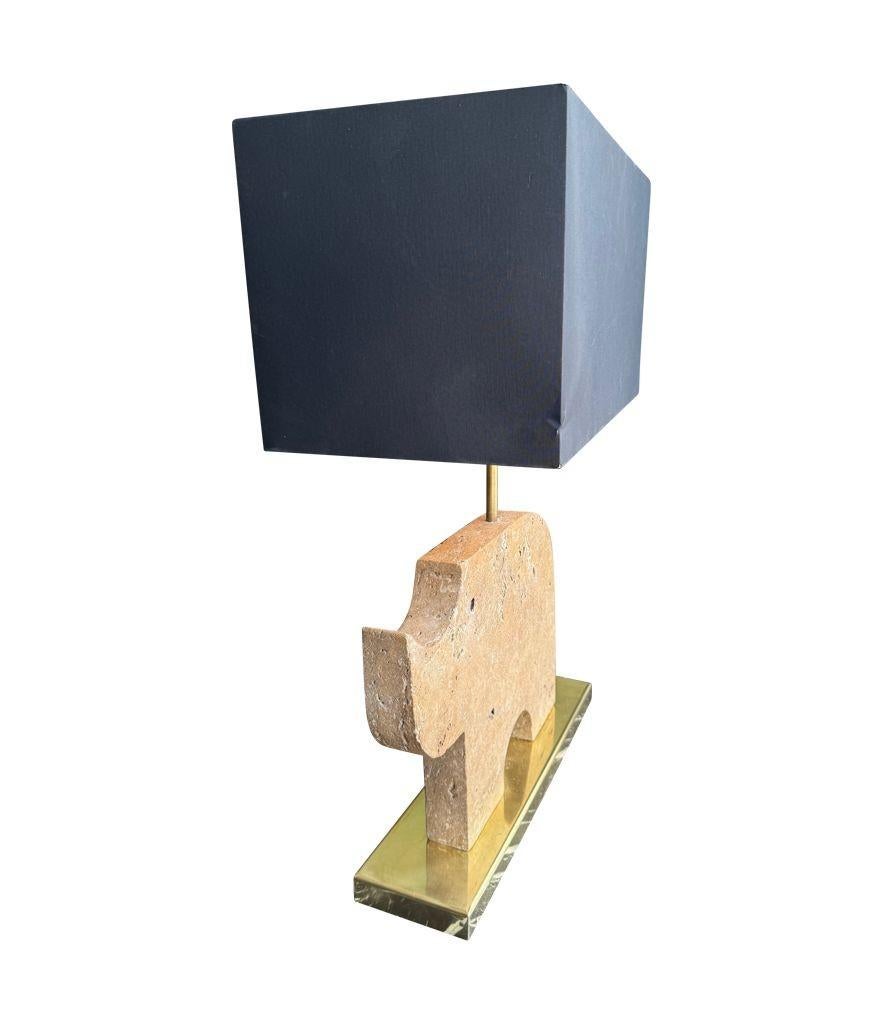 A large Itaian 1970s travertine rhino lamp by Frattelli Mannelli For Sale 1