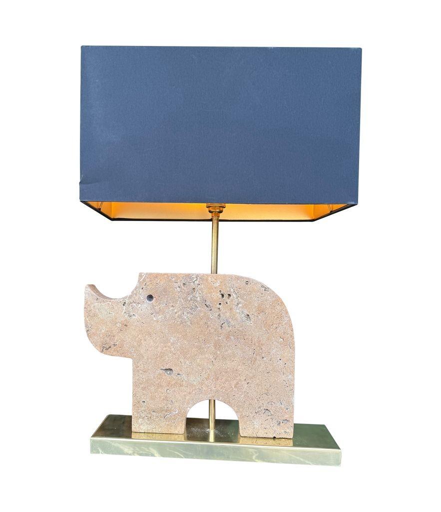A large Itaian 1970s travertine rhino lamp by Frattelli Mannelli For Sale 3