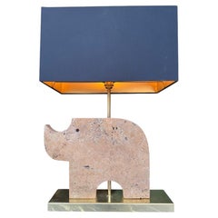 Grande lampe rhino en travertin Itaian des années 1970 par Frattelli Mannelli
