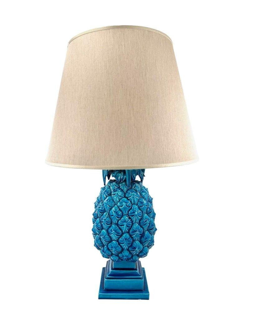 Lampe à ananas en céramique turquoise italienne des années 1950 Bon état - En vente à London, GB