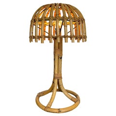 Large Italian 1960s Bamboo and Rattan Lamp in the Style Louis Sognot