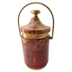A large Italian 1960s lacquered goat skin ice bucket by Aldo Tura