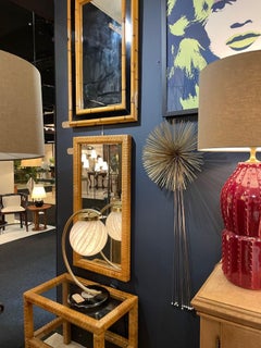 Un gran espejo italiano de bambú y laca negra de los años 70, de Vivai del Sud