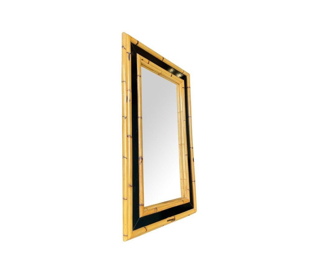 Bamboo A large Italian 1970s bamboo and black lacquer mirror by Vivai Del Sud For Sale