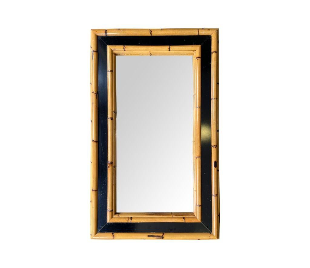 A large Italian 1970s bamboo and black lacquer mirror by Vivai Del Sud For Sale 1