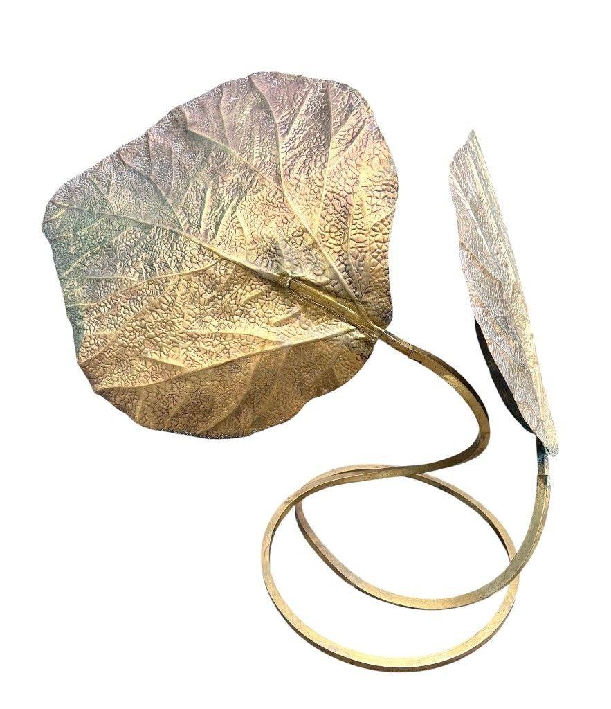 Gran lámpara de sobremesa italiana de latón doble de los años 70 