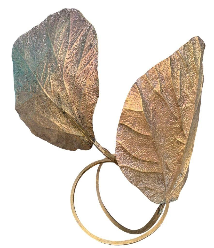 Gran lámpara de sobremesa italiana de latón doble de los años 70 