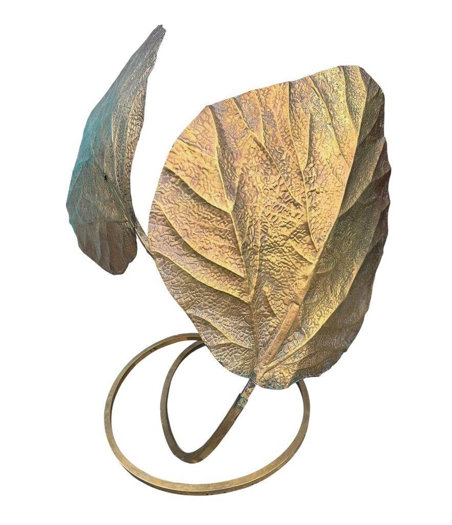 Gran lámpara de sobremesa italiana de latón doble de los años 70 