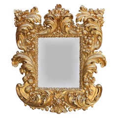 A Large Italian 19th Century Baroque Style Giltwood Carved Florentine Mirror