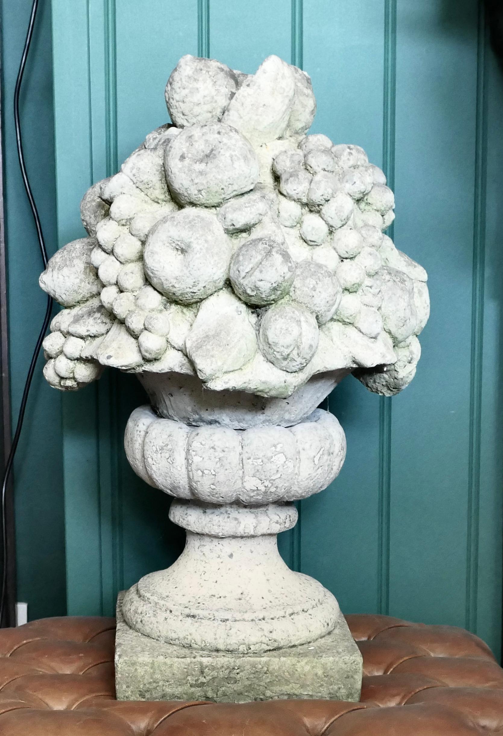 Beaux Arts Large Italian Carved Limestone Fruit Basket For Sale