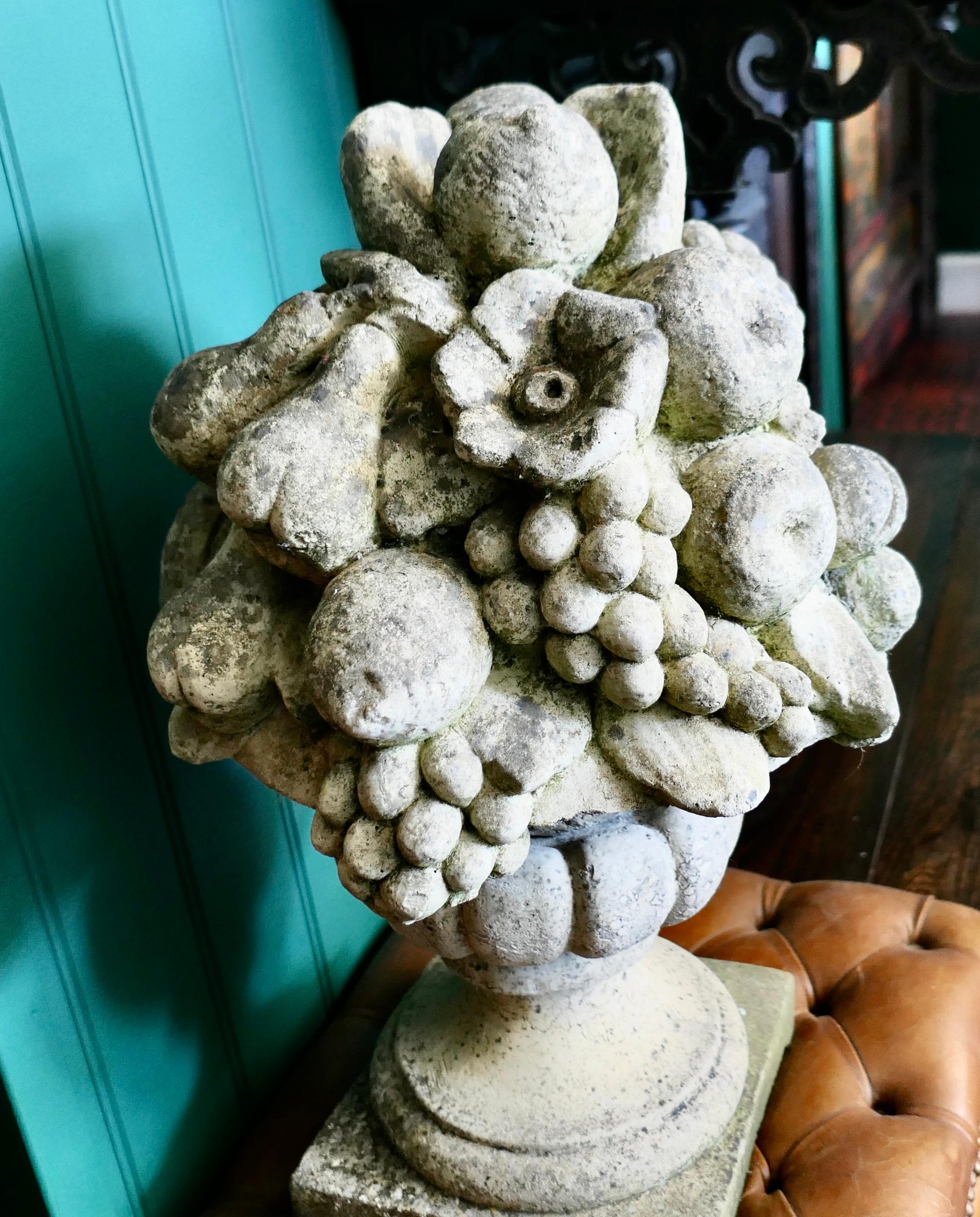 Large Italian Carved Limestone Fruit Basket For Sale 1