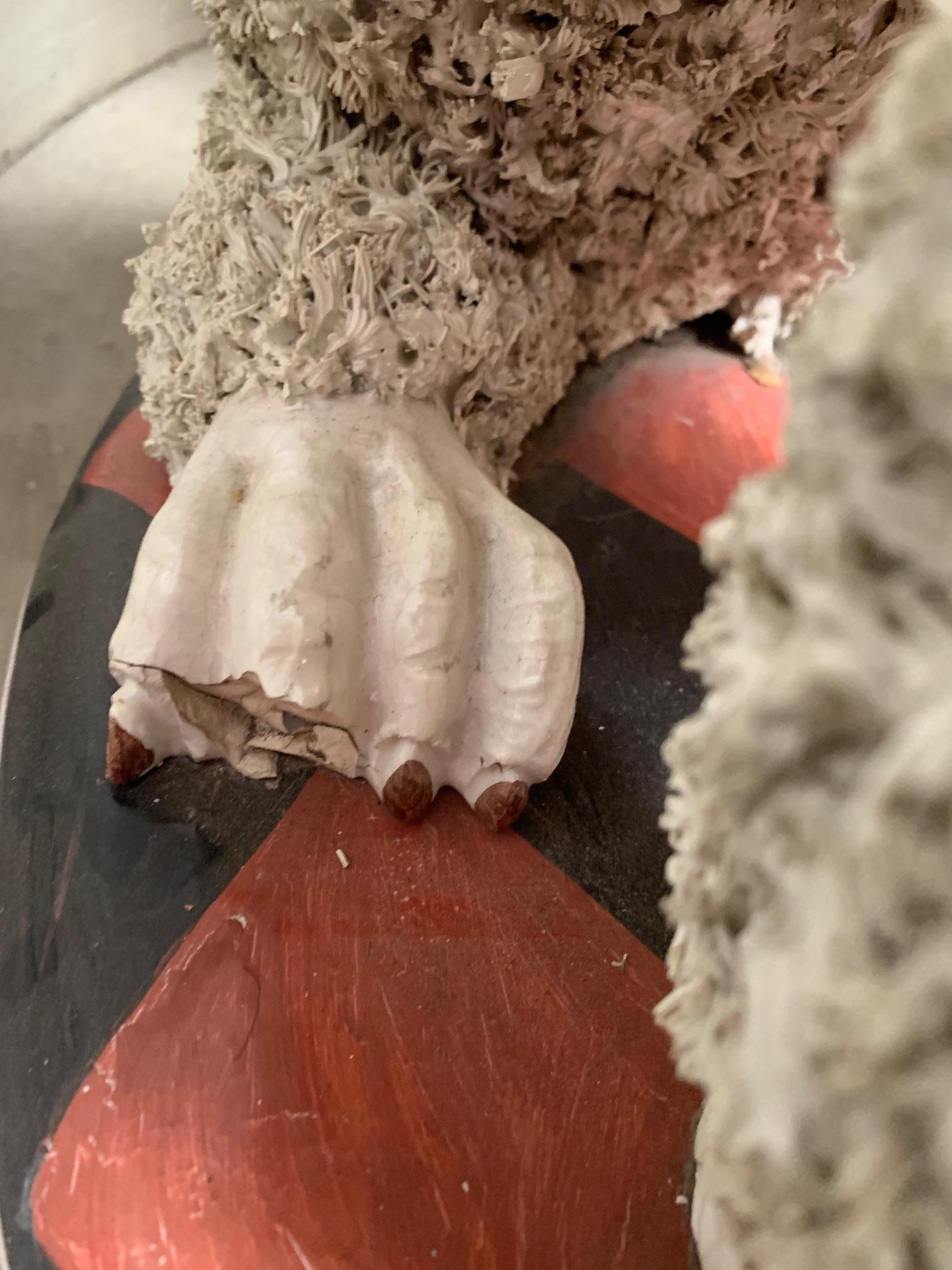 Large Mid-Century Italian Ceramic White Standard Poodle Spaghetti Dog Sculpture In Fair Condition For Sale In Dallas, TX