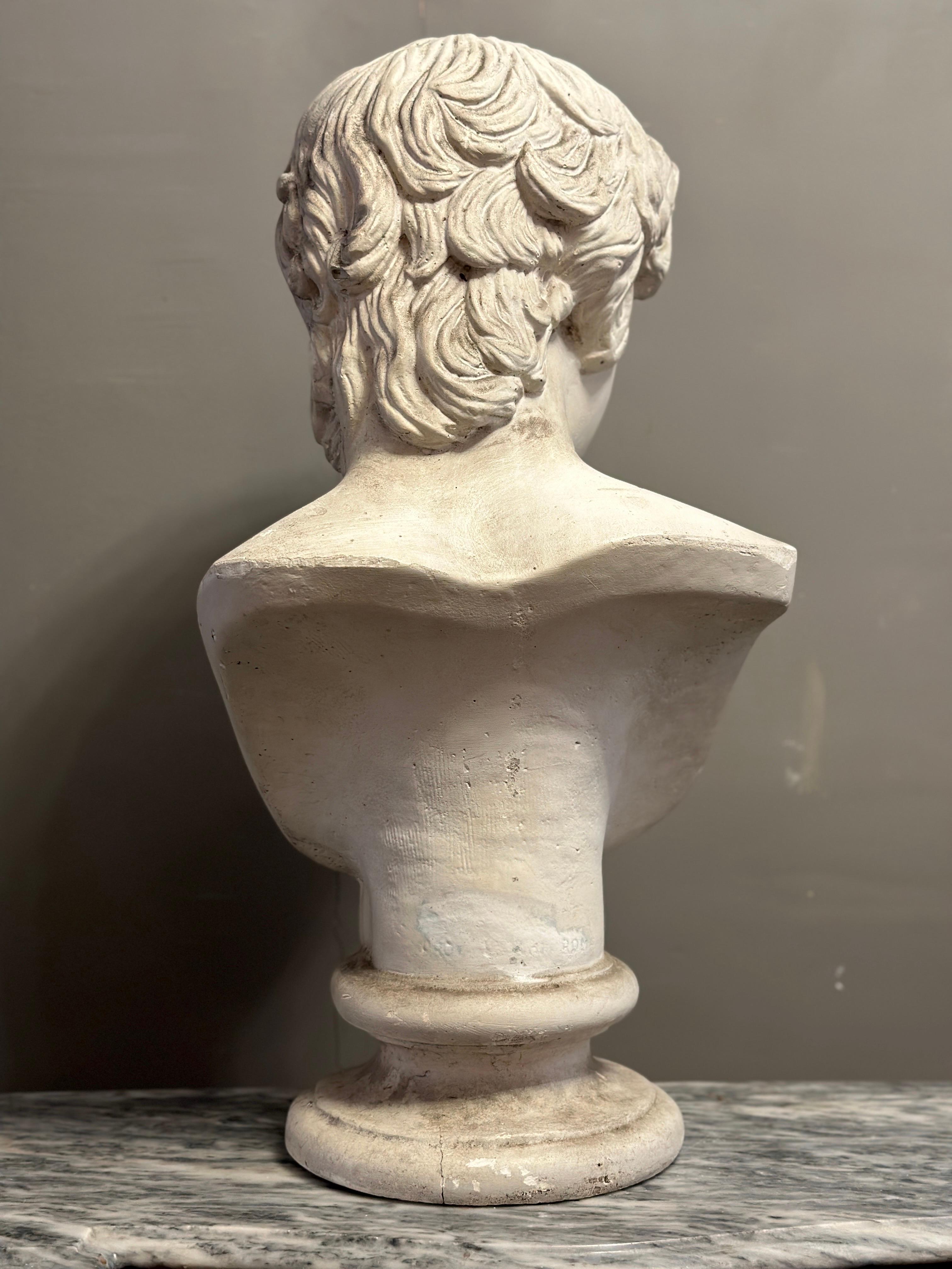 A large Italian Classical Plaster Bust of Alexander 3