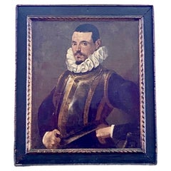 A Large Italian Lombard painting 18th Century Portrait of a Man in A Ruff Collar