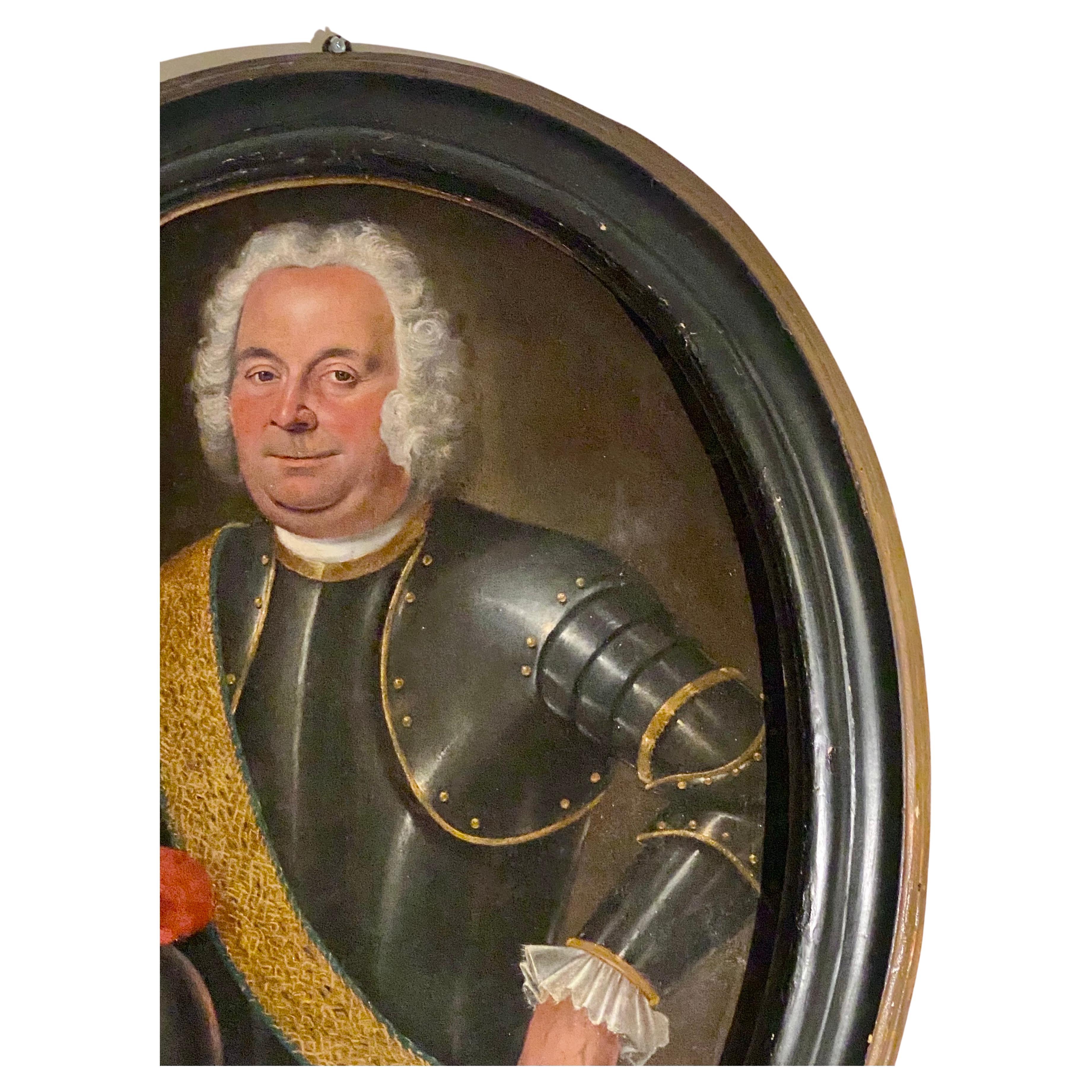 18th Century A Large Italian Lombard painting of the 18th century Portrait of a Man in Armour For Sale