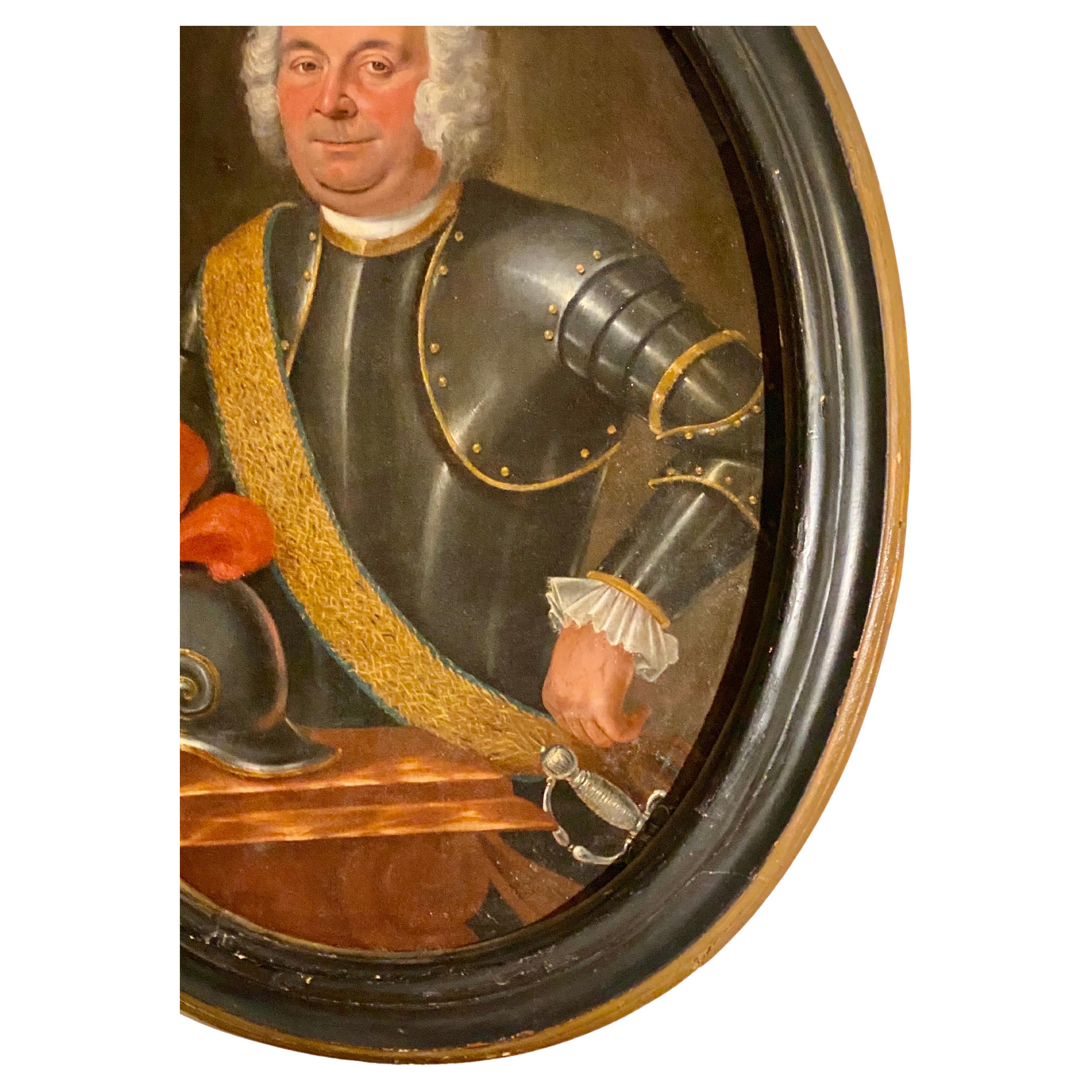 A Large Italian Lombard painting of the 18th century Portrait of a Man in Armour For Sale 2