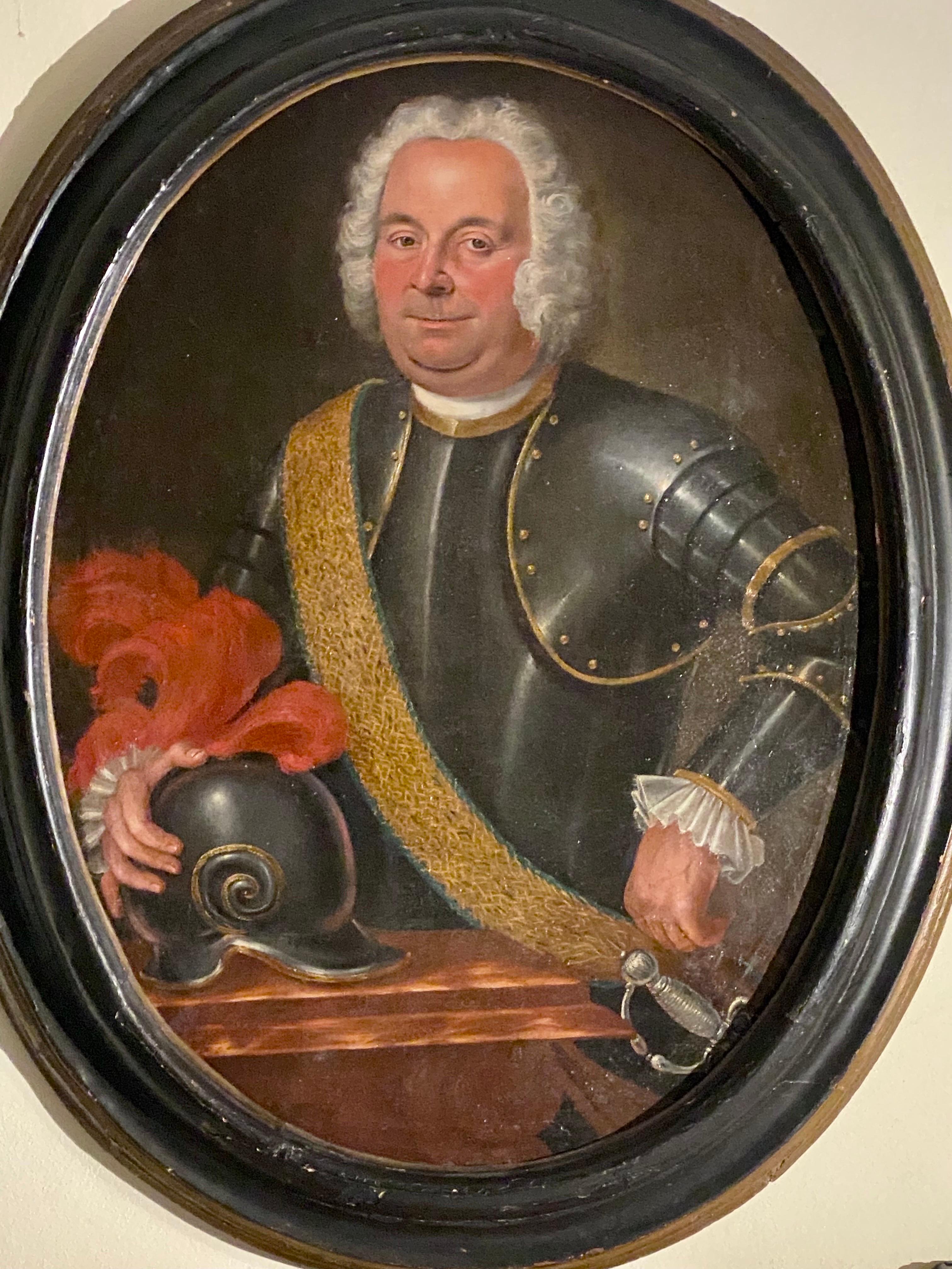 A Large Italian Lombard painting of the 18th century Portrait of a Man in Armour For Sale 4
