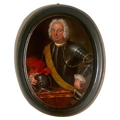Großes italienisches Lombardisches Gemälde des 18. Jahrhunderts mit dem Porträt eines Mannes in Wappen