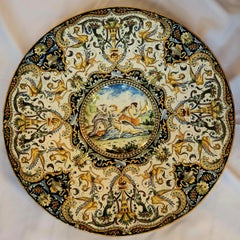 Large Italian Maiolica Charger, Decorative Ceramic Plate, 19th Century