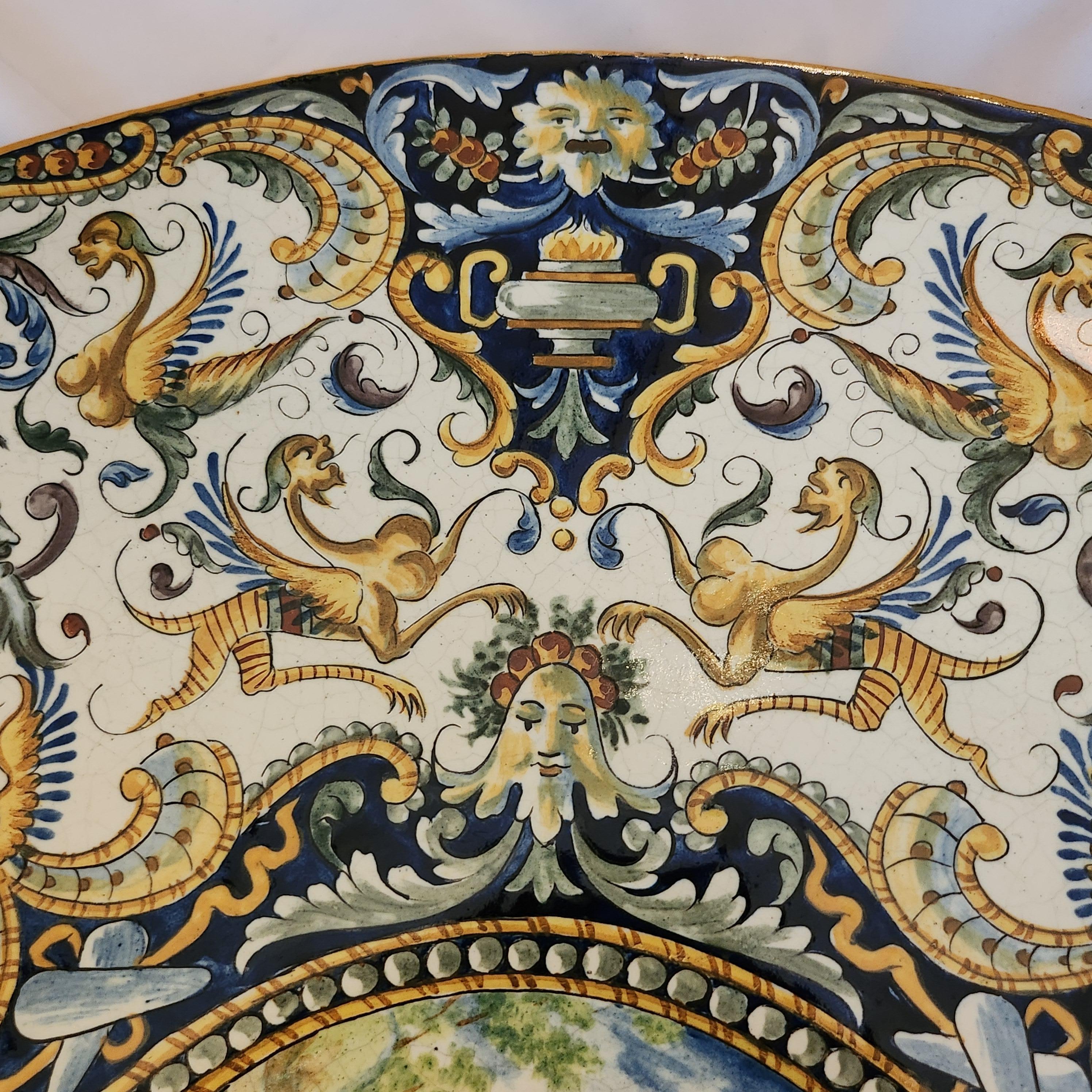 Hand-Painted A Large Italian Maiolica Charger, 19th Century For Sale