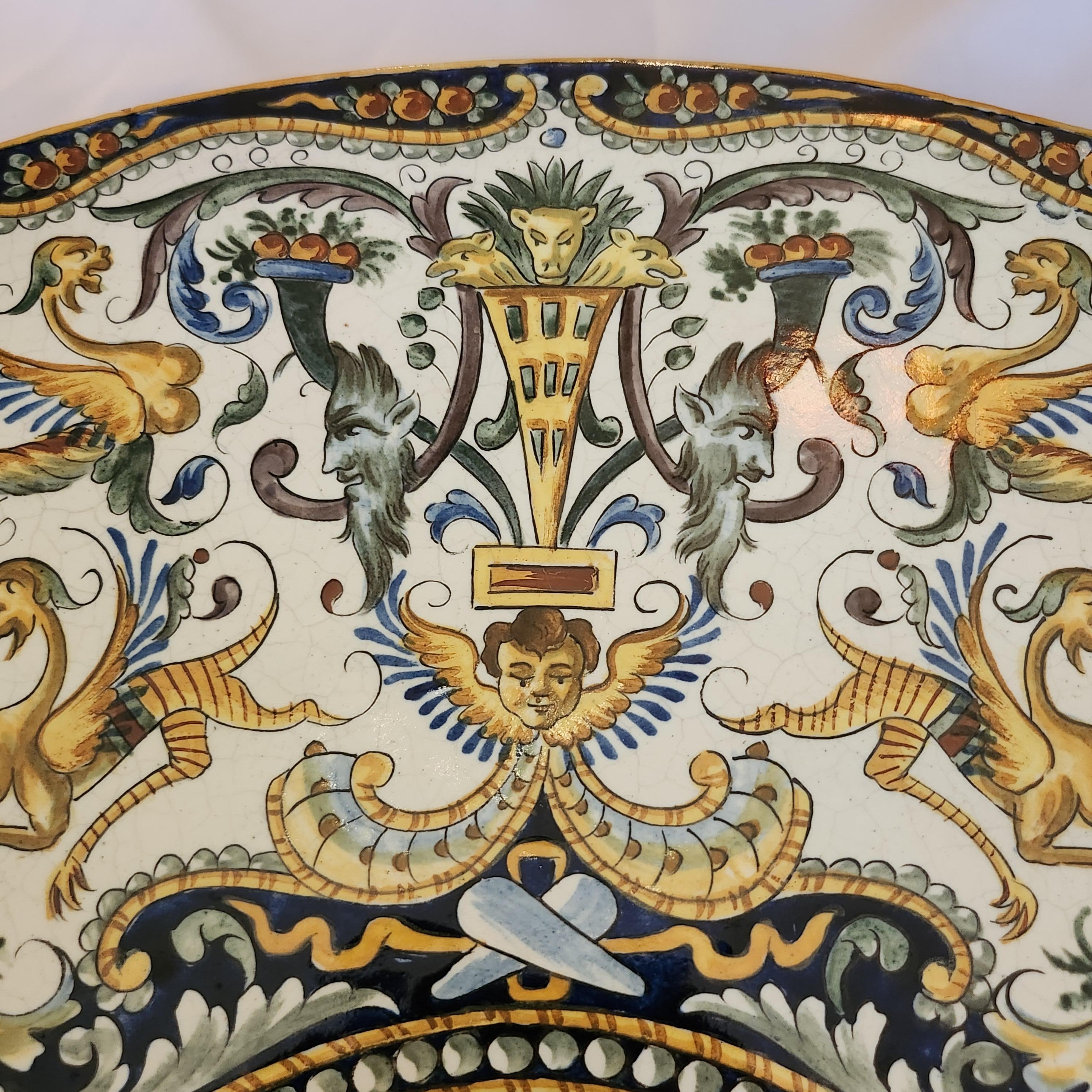 Ceramic A Large Italian Maiolica Charger, 19th Century For Sale