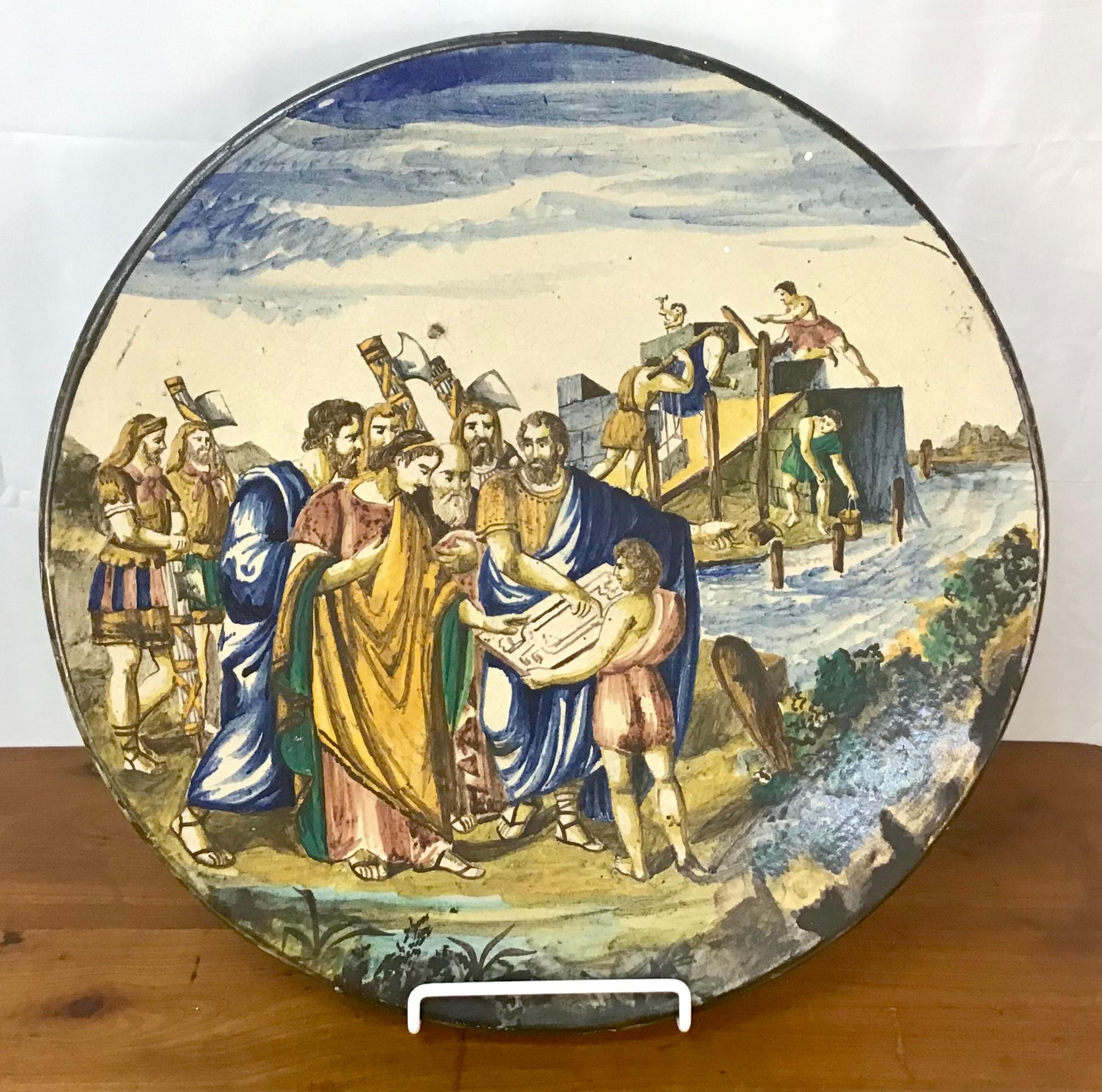 Large Italian Majolica Charger, circa 18th Century For Sale 4