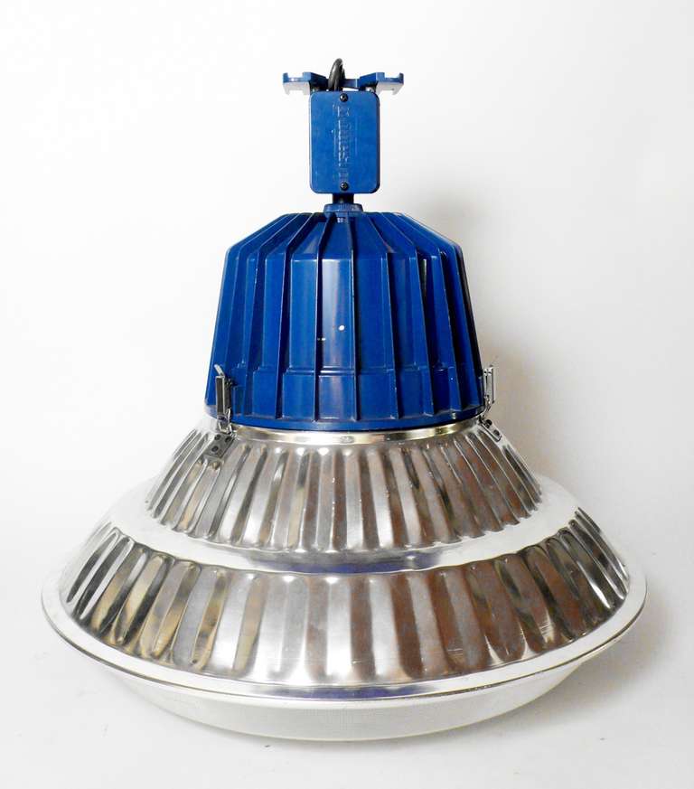 Late 20th Century Large Italian Metal Swinging Industrial Light