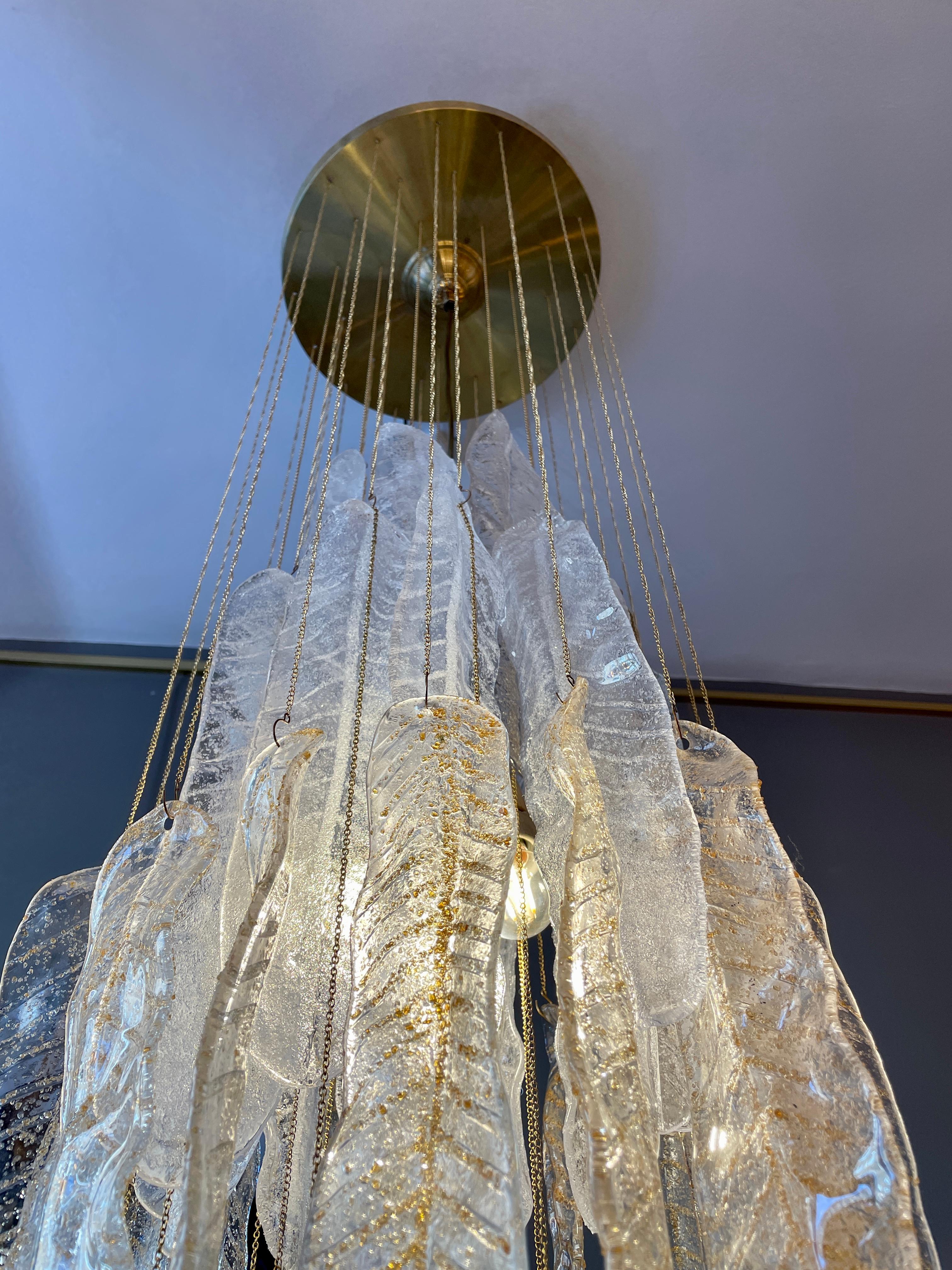 Large Italian Murano Glass Pendant Ceiling Light by Mazzega 3