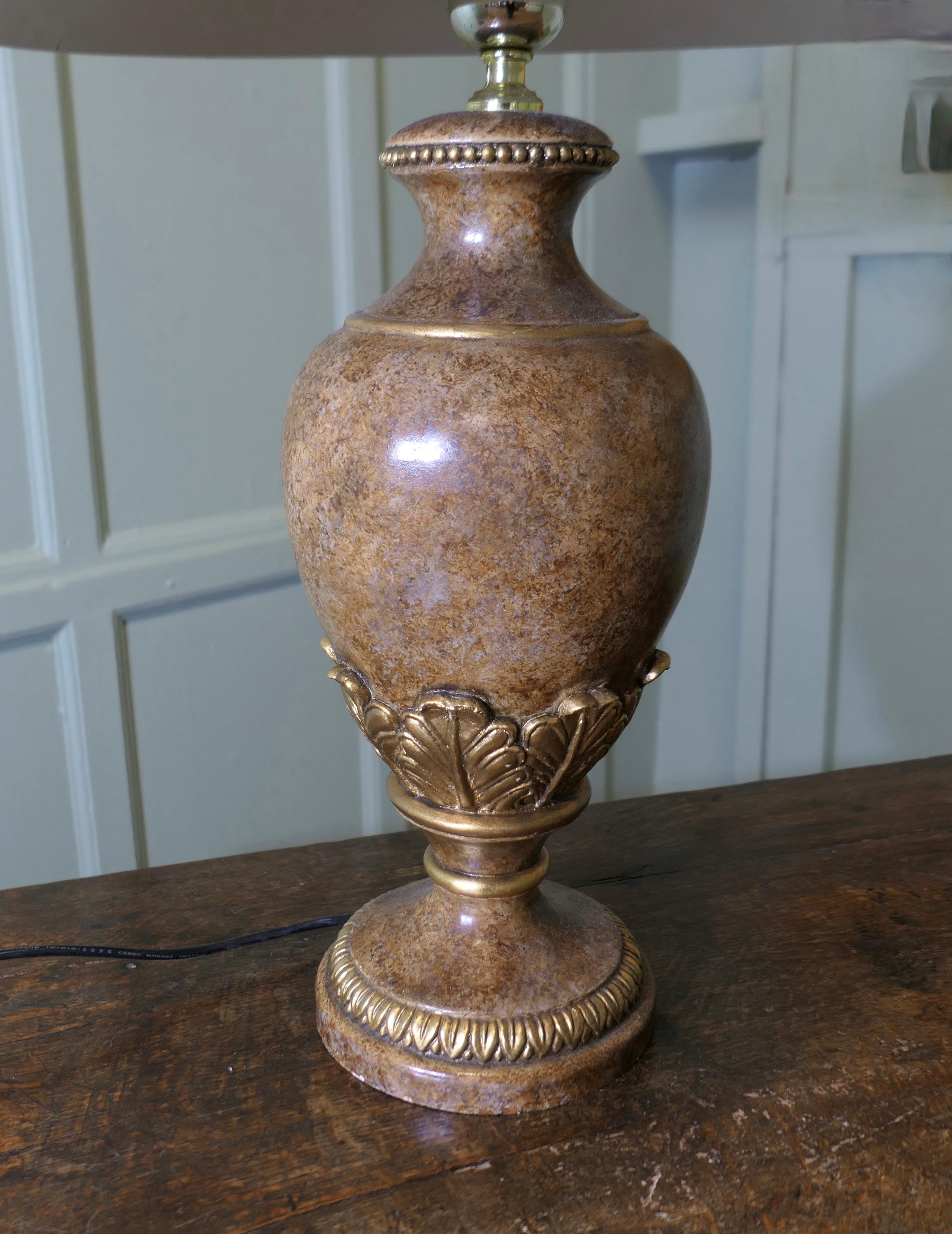 Ceramic A Large Italian Simulated Marble Table Lamp For Sale