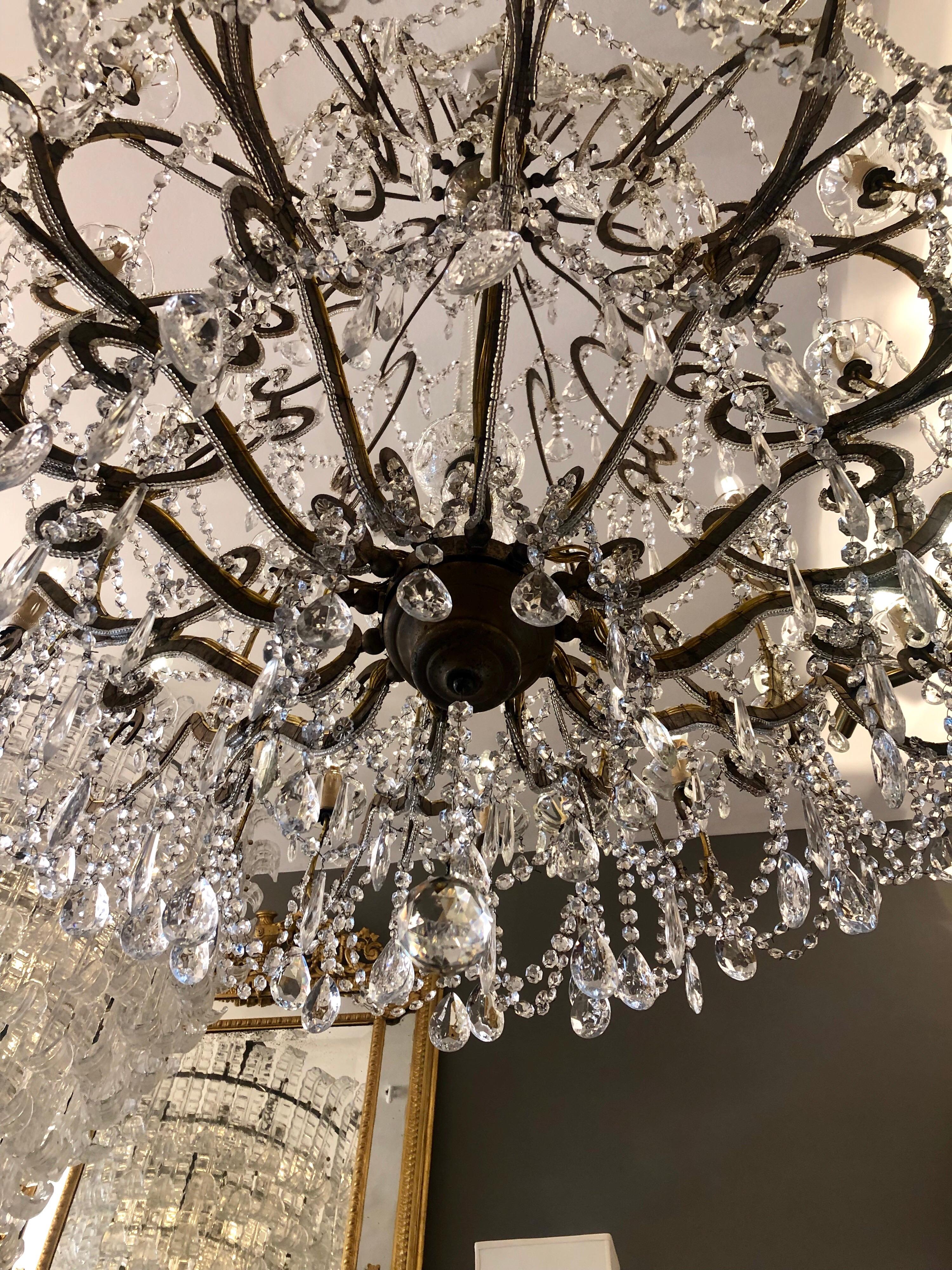 18th Century Large Italian Traditional Florentine Two-Tiered 36 Arm Chandelier