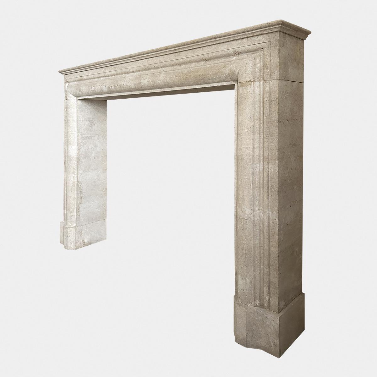 Baroque A large Italian Travertine Stone Bolection Fireplace Mantel  For Sale