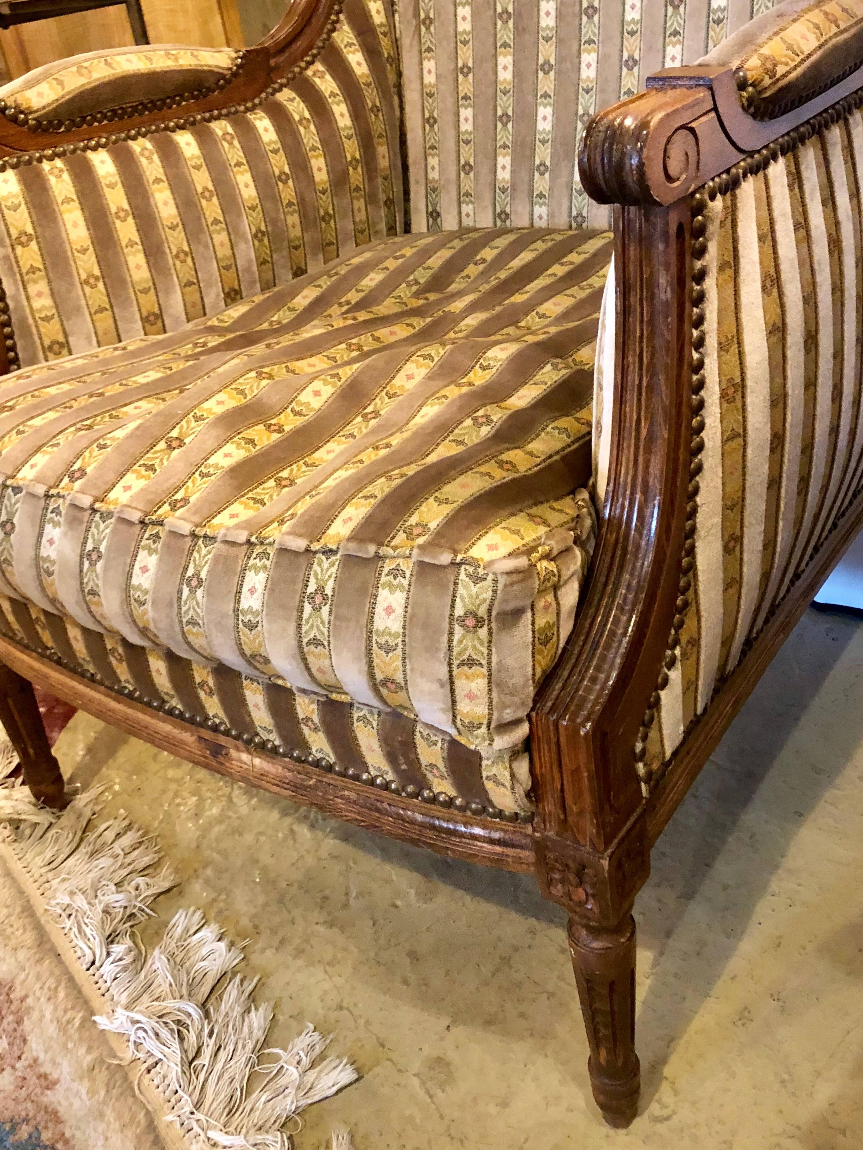 20th Century Large Jansen Style Louis XVI Living Room Suite Couch and Two Lounge Chairs