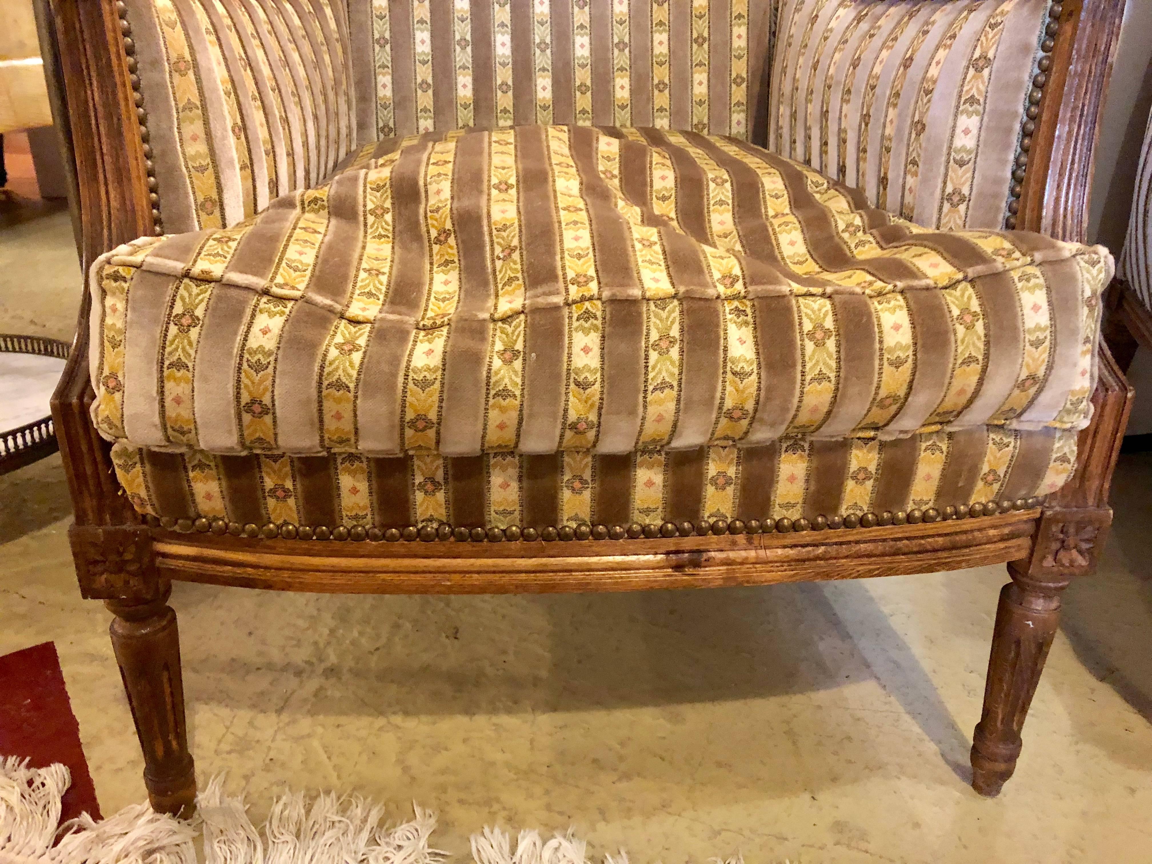 Wood Large Jansen Style Louis XVI Living Room Suite Couch and Two Lounge Chairs