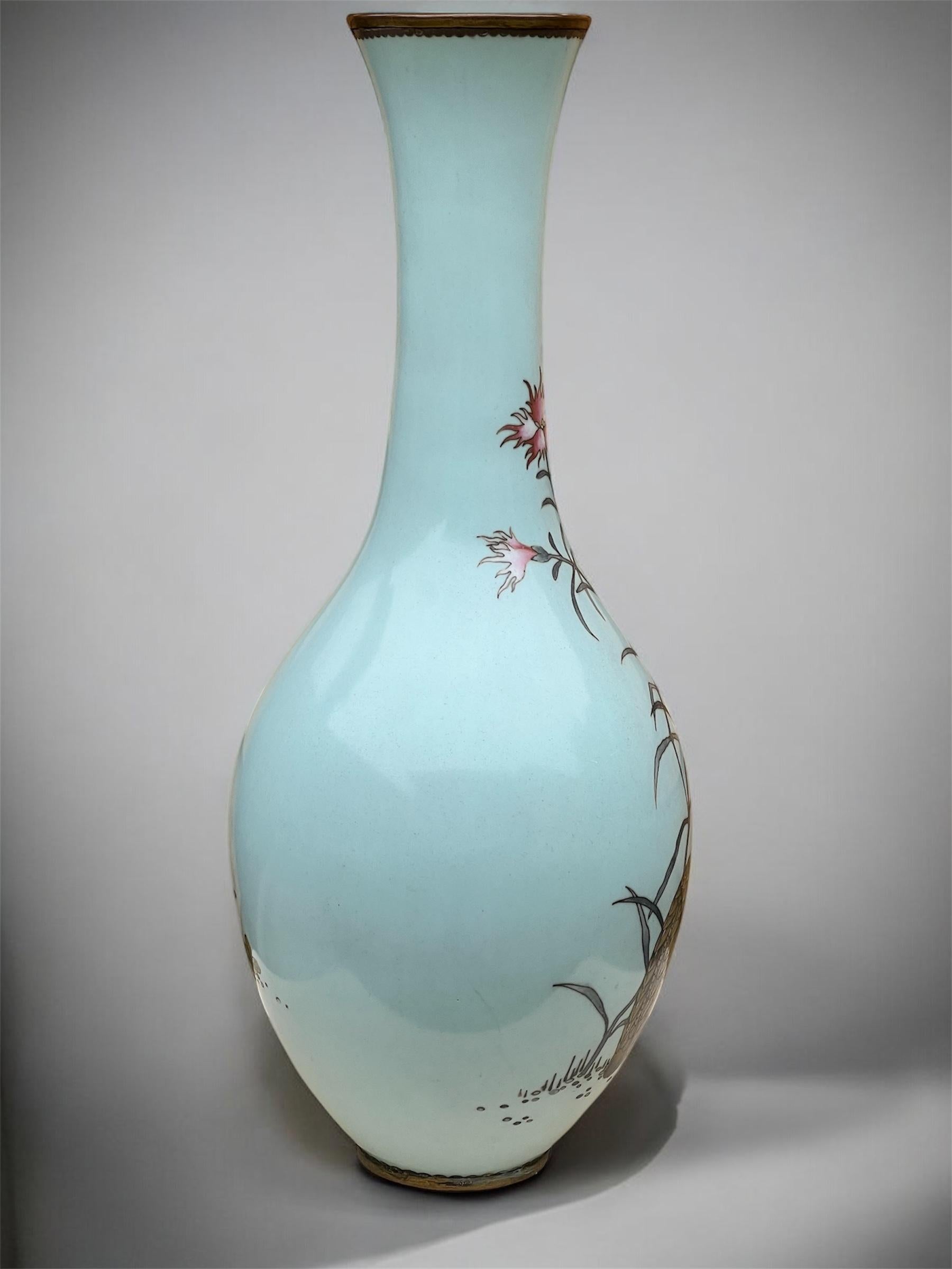 Un grande vaso a bottiglia giapponese in smalto cloisonné nello stile di Namikawa Sōsuke in vendita 5