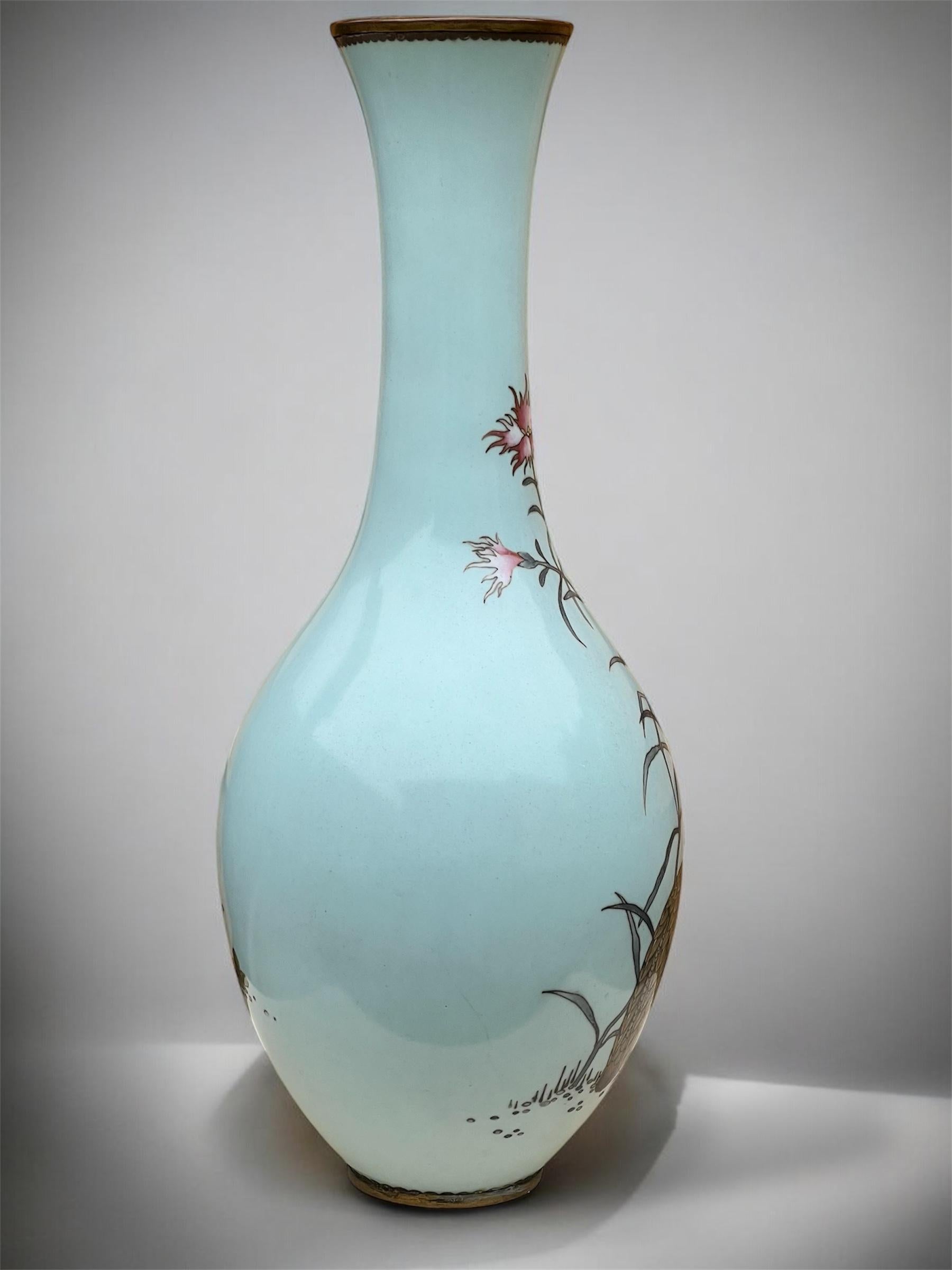 Un grande vaso a bottiglia giapponese in smalto cloisonné nello stile di Namikawa Sōsuke in vendita 6