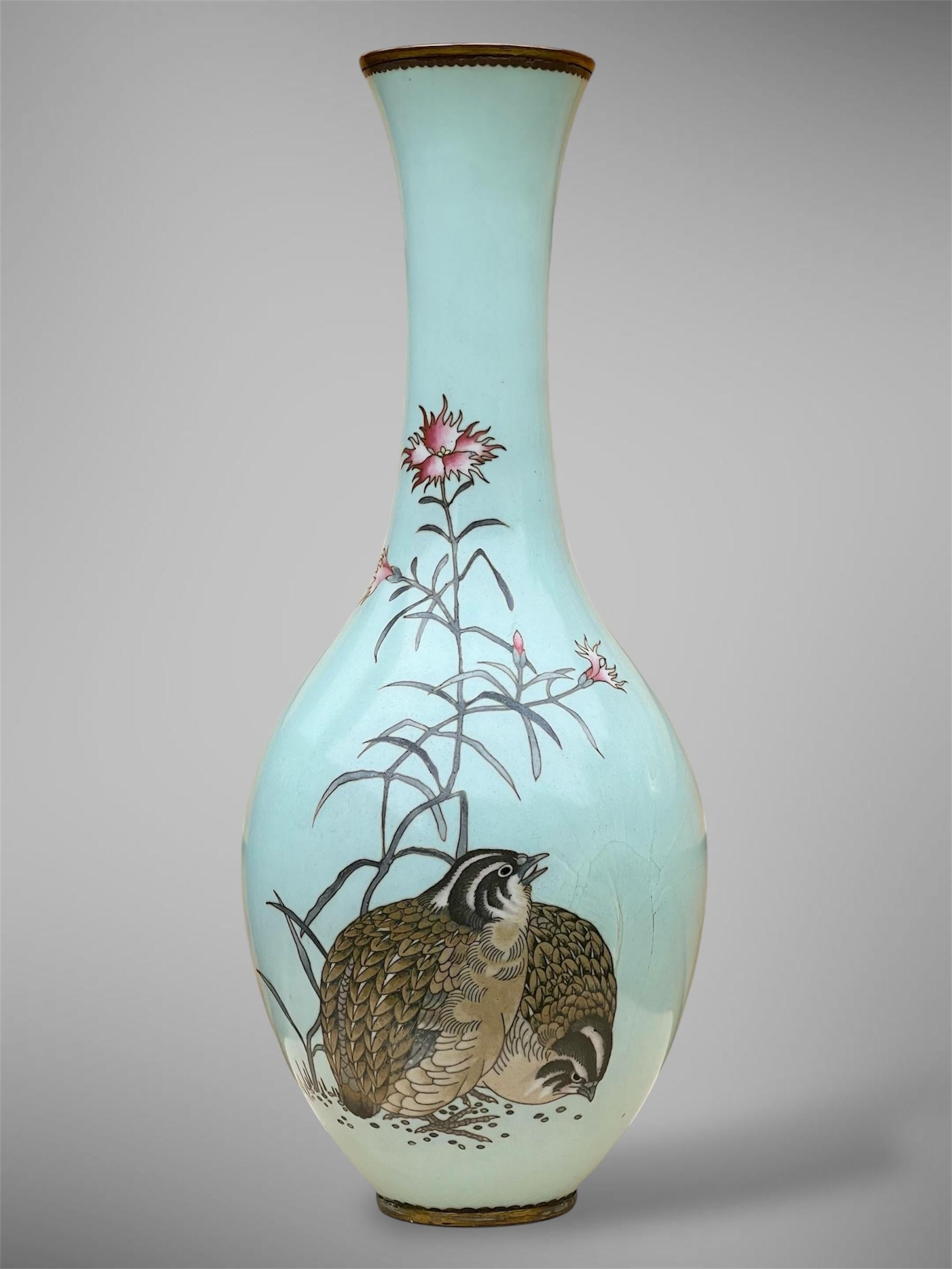 Cloisonné Un grande vaso a bottiglia giapponese in smalto cloisonné nello stile di Namikawa Sōsuke in vendita