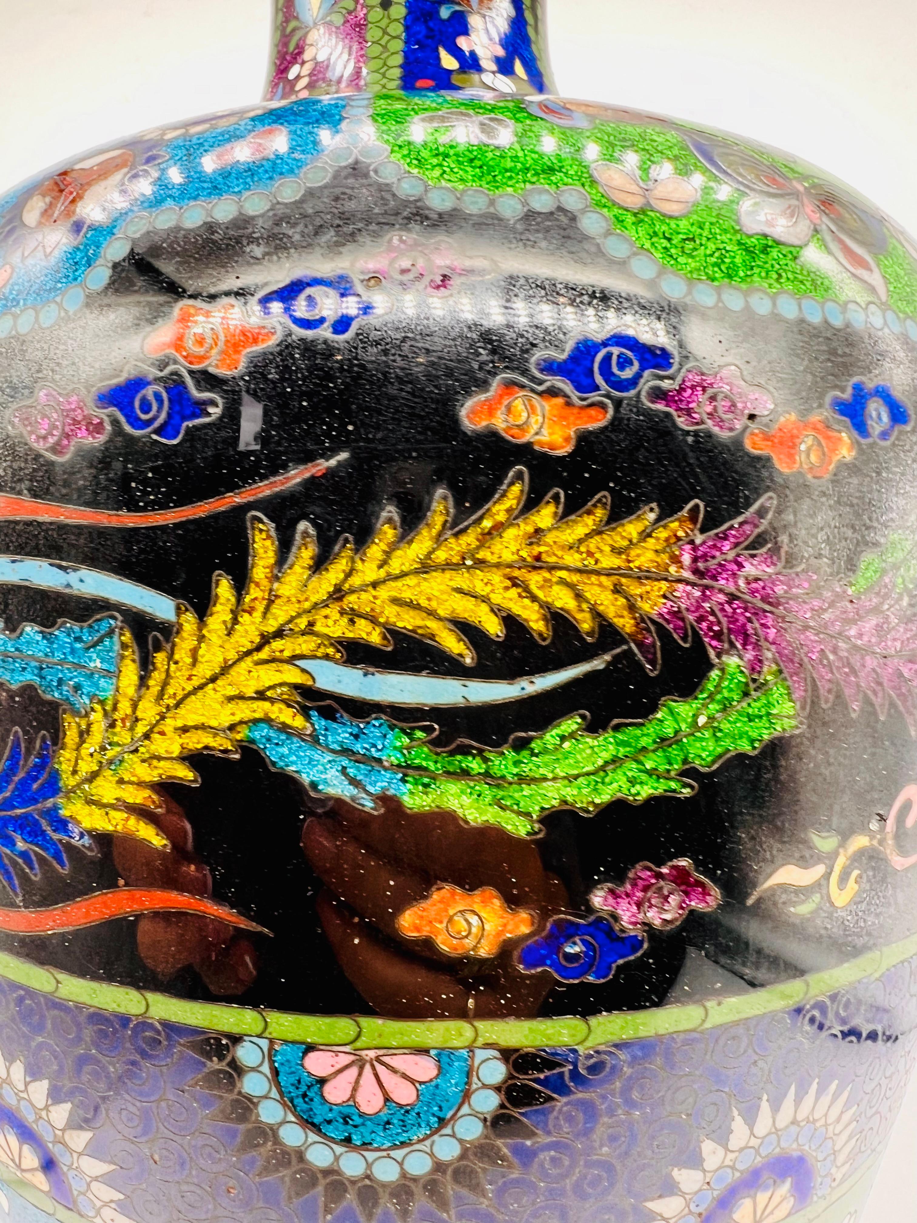 Gran jarrón balaustre japonés Ginbari de cloisonné . Periodo Meiji. en venta 10