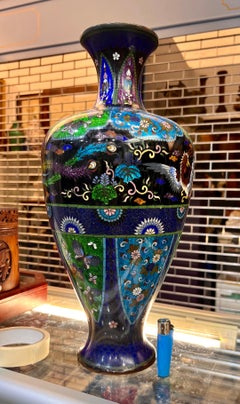 A Large Japanese Cloisonne Ginbari baluster vase . Meiji period.