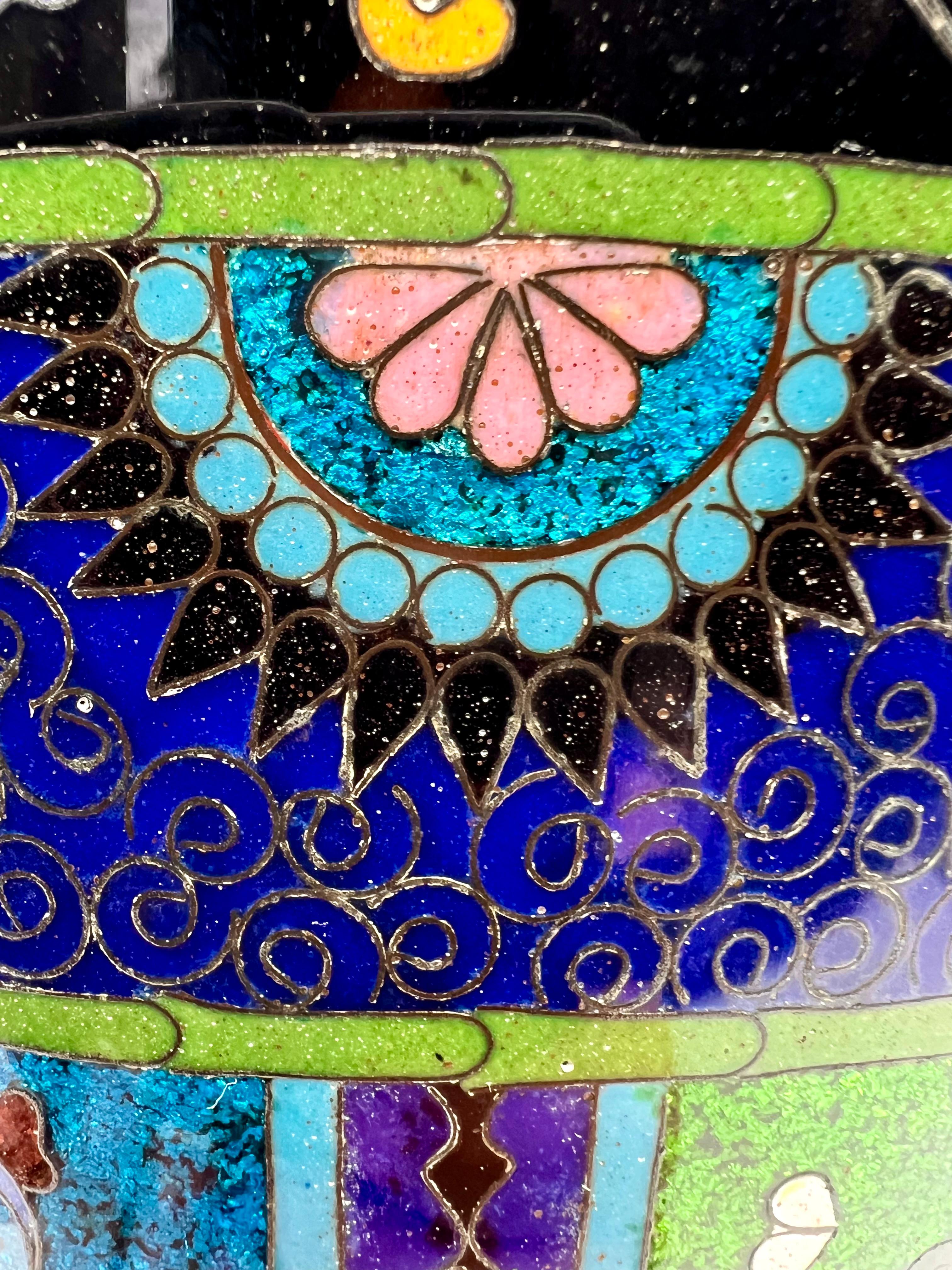 Gran jarrón balaustre japonés Ginbari de cloisonné . Periodo Meiji. en venta 2