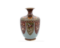 Large Japanese Meiji Cloisonne Enamel Vase with Birds of Paradise