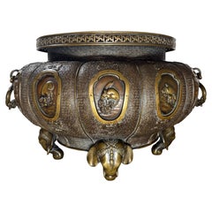 A Large Japanese, Meiji period Hibachi or Jardiniere with elephant-form feet