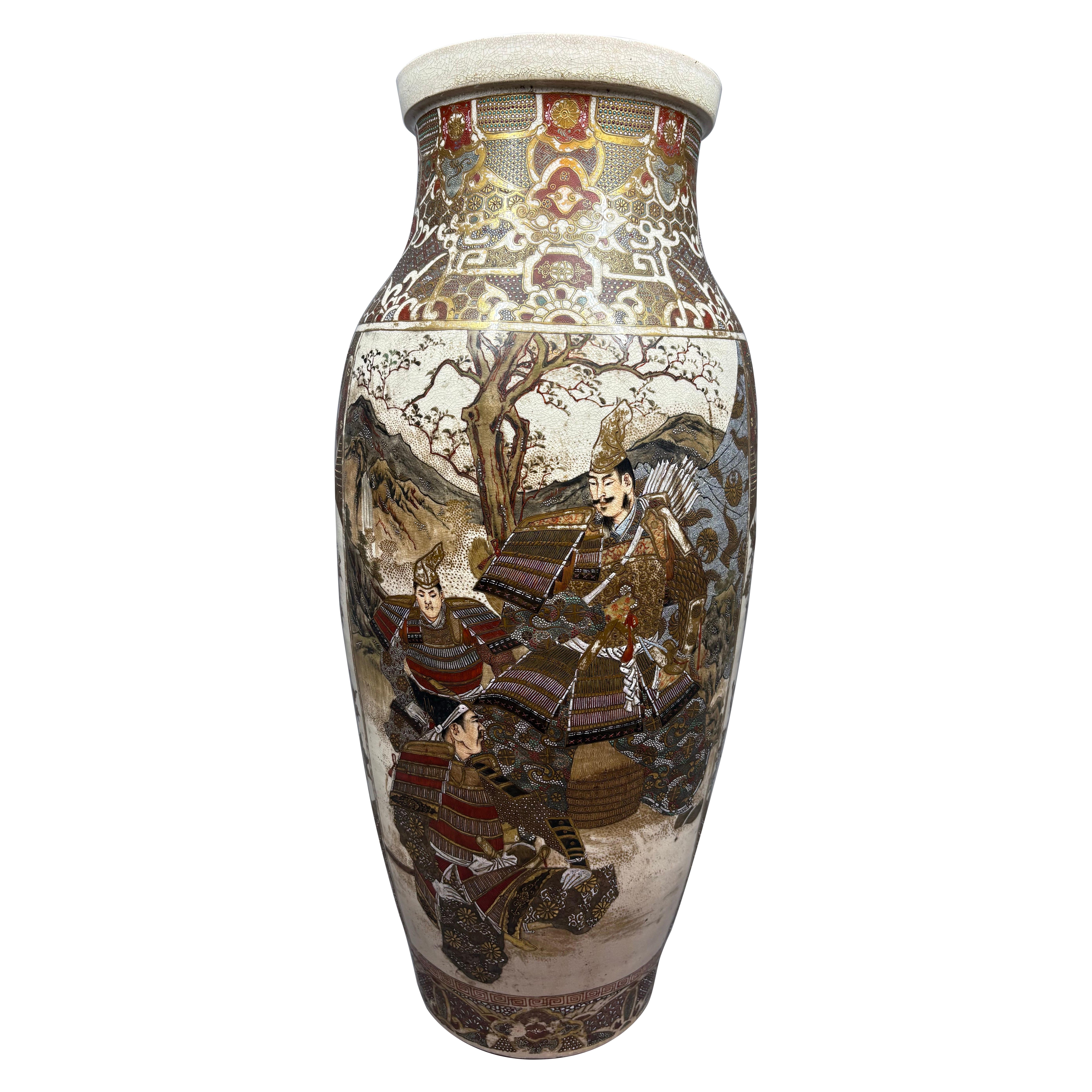 A Large Japanese Meiji period Satsuma baluster vase