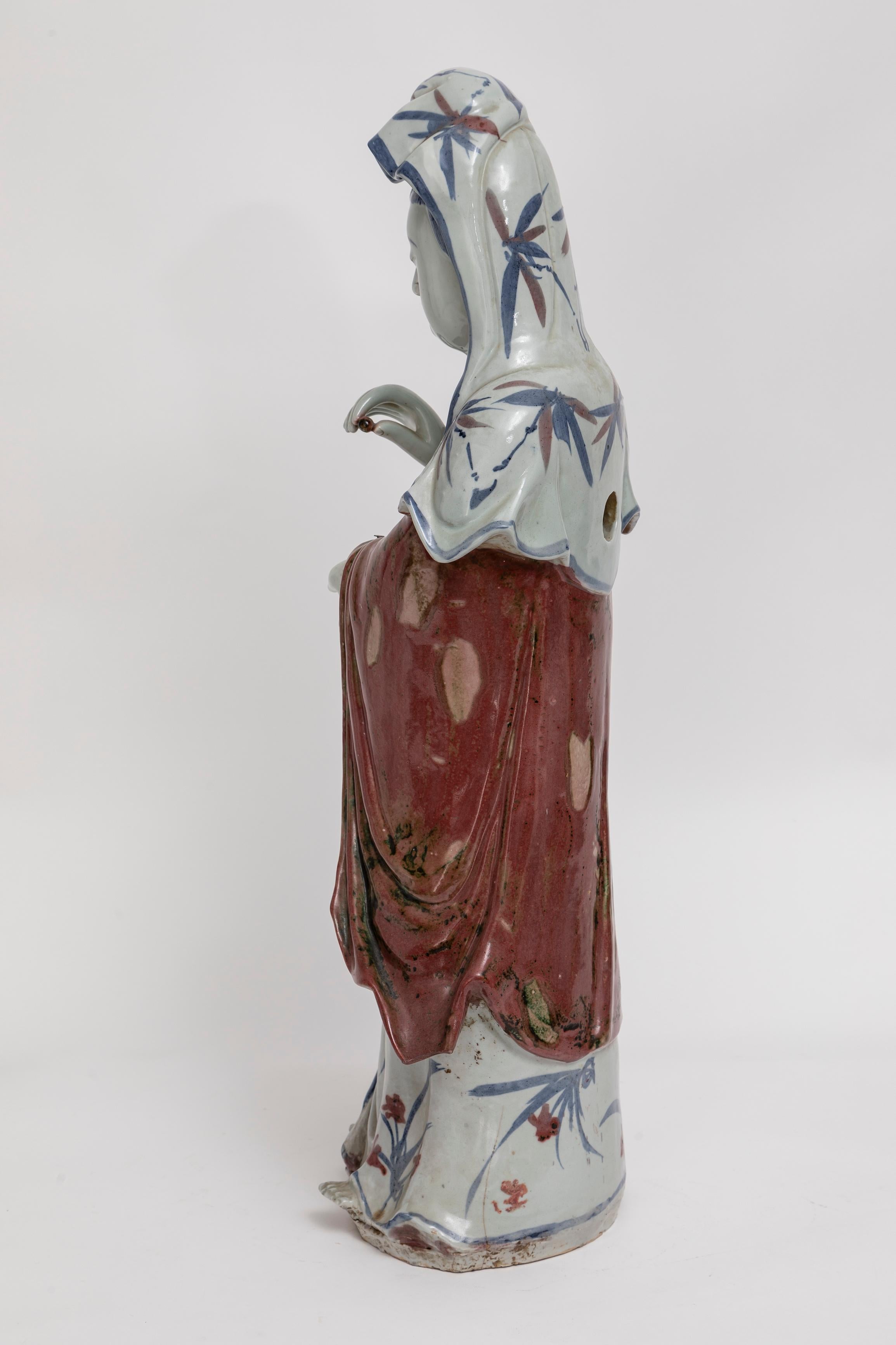 Late 19th Century A Large Japanese Porcelain Figure of a Guanyin For Sale