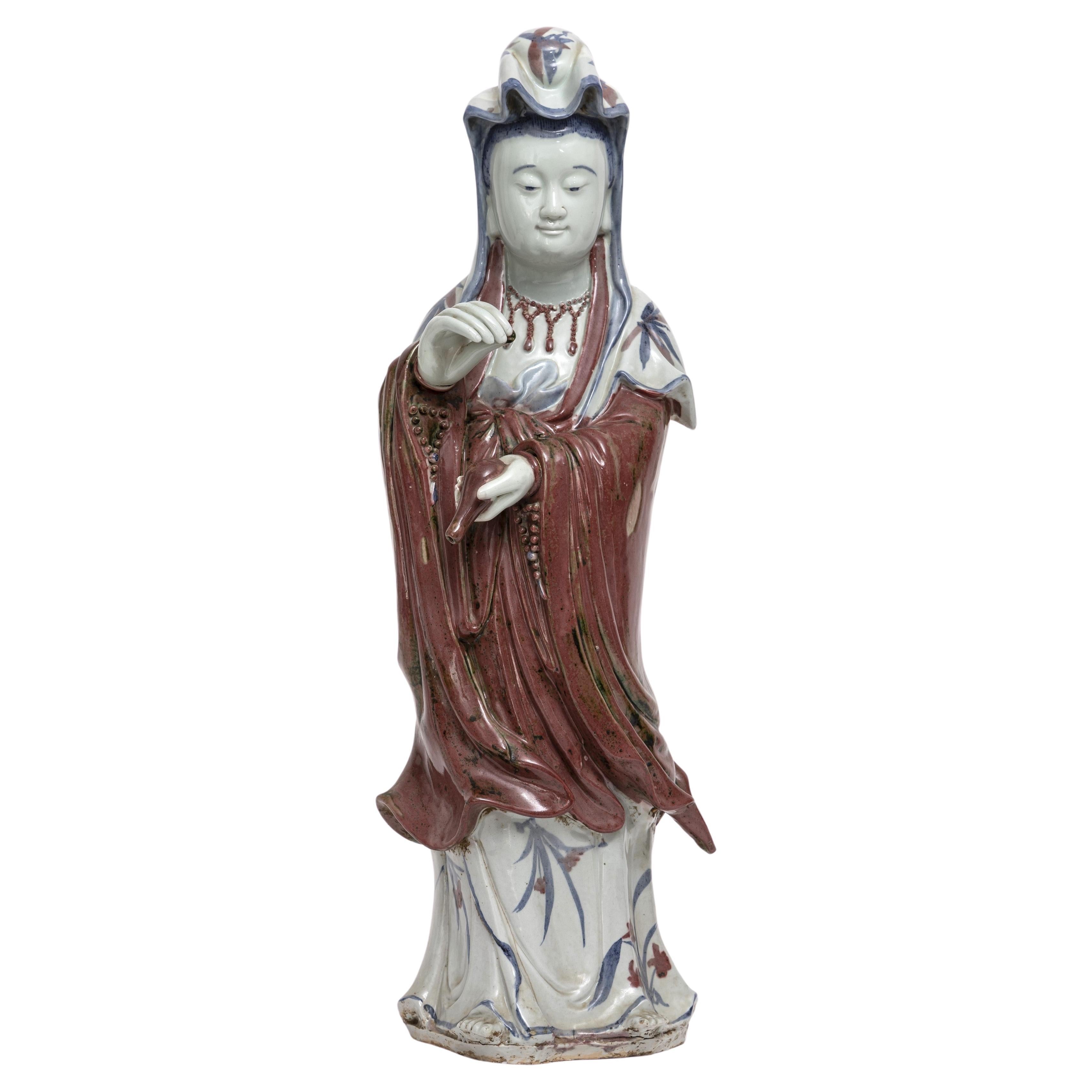 A Large Japanese Porcelain Figure of a Guanyin