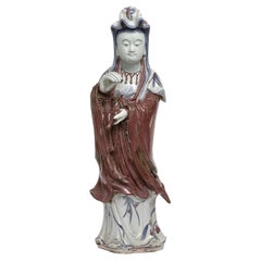 Antique A Large Japanese Porcelain Figure of a Guanyin