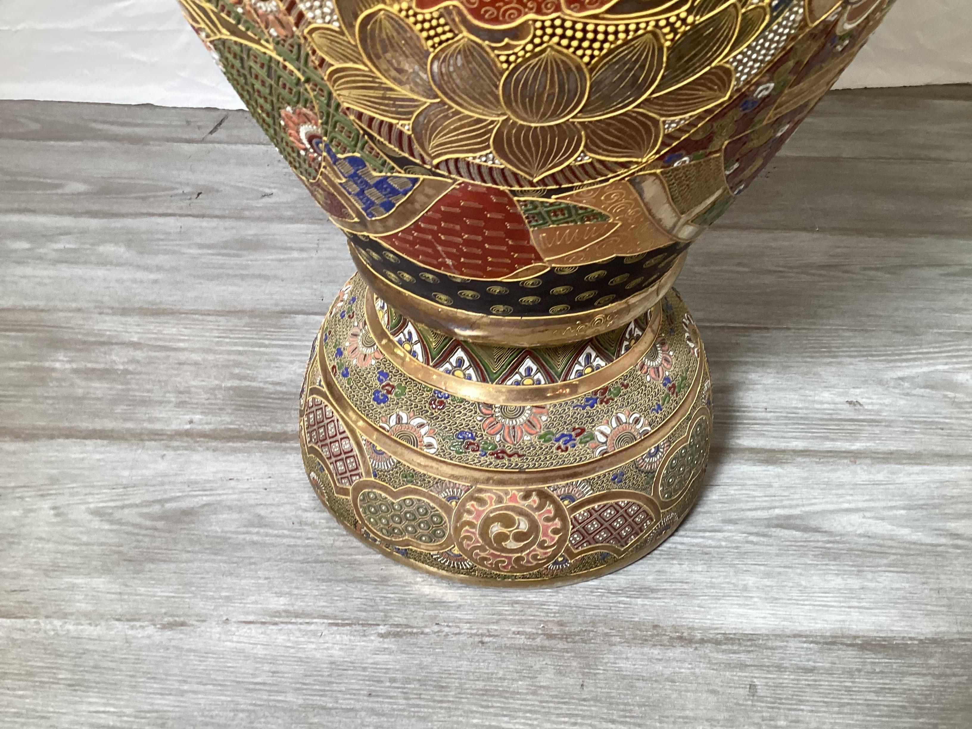 Pottery A Large Japanese Satsuma Palace Vase