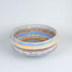 A Large Kati Tuominen-Niittylä Ceramic Art Bowl, Blue & Yellow, Morocco series 2