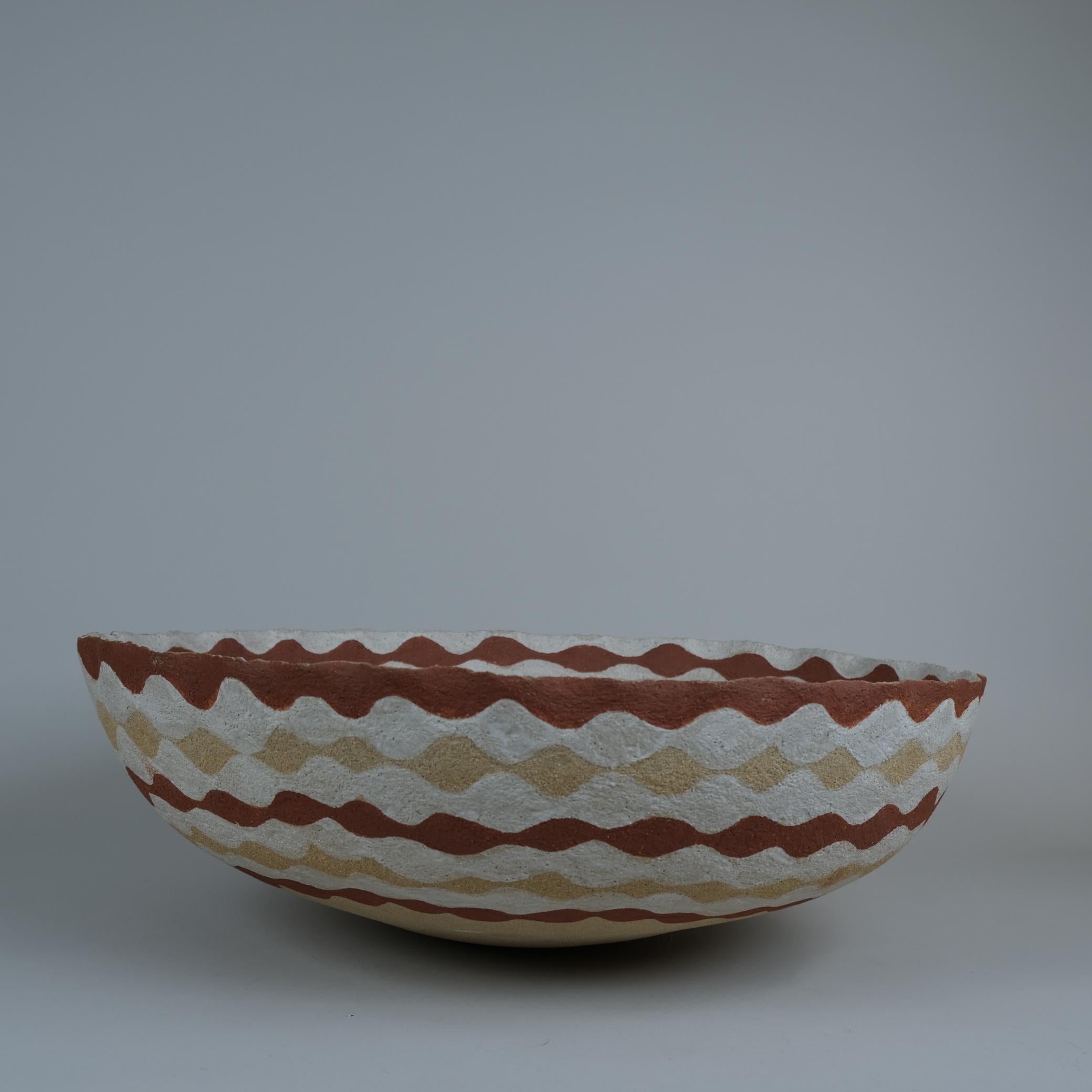 Modern A Large Kati Tuominen-Niittylä Ceramic Art Dish, Morocco Series 3, Earthy Tones For Sale