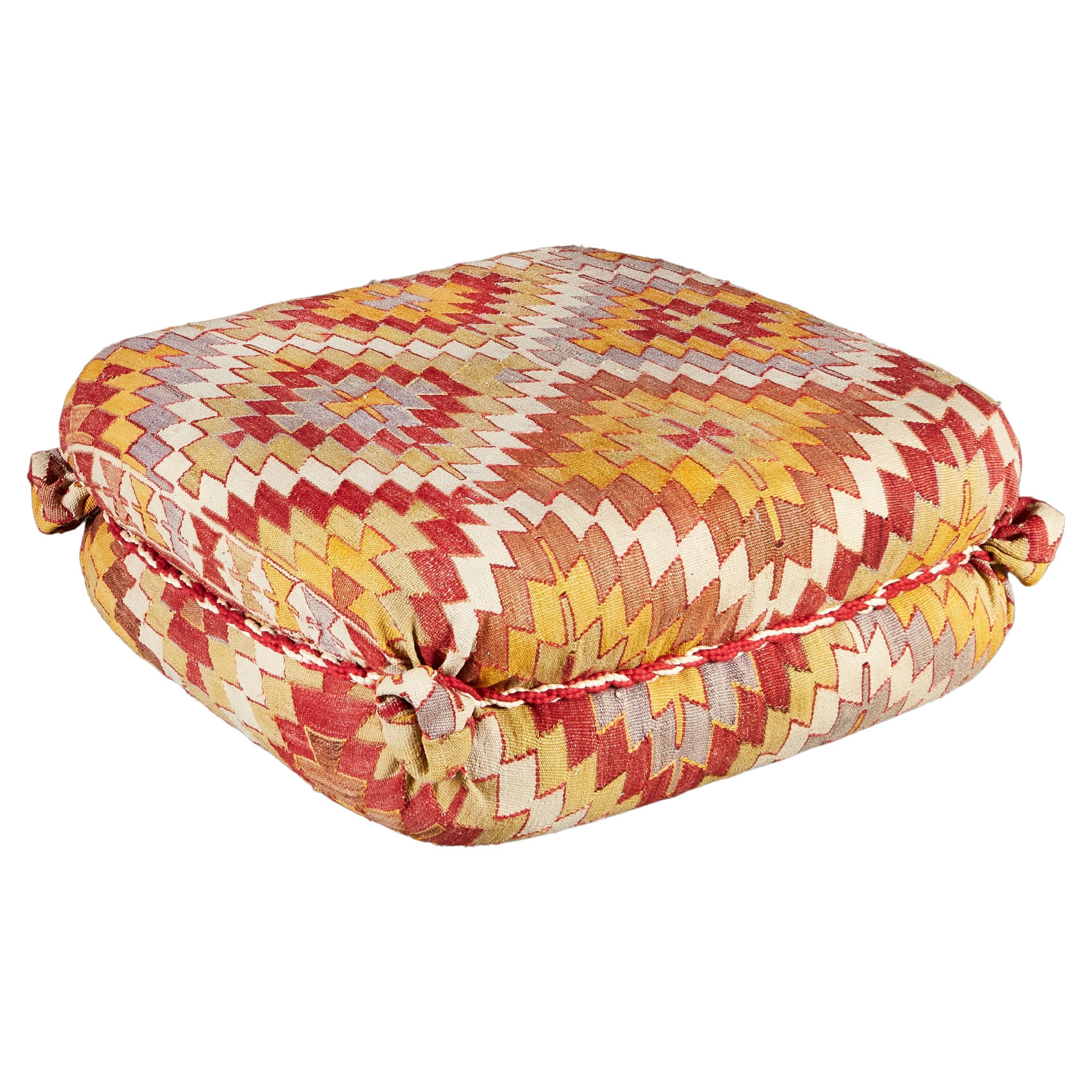 20th Century English Kilim Covered Ottoman at 1stDibs