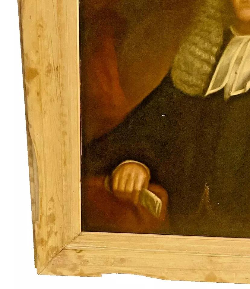 Canvas A Large Late 18th C Antique Portrait Oil Painting Of A English Clergy Man For Sale